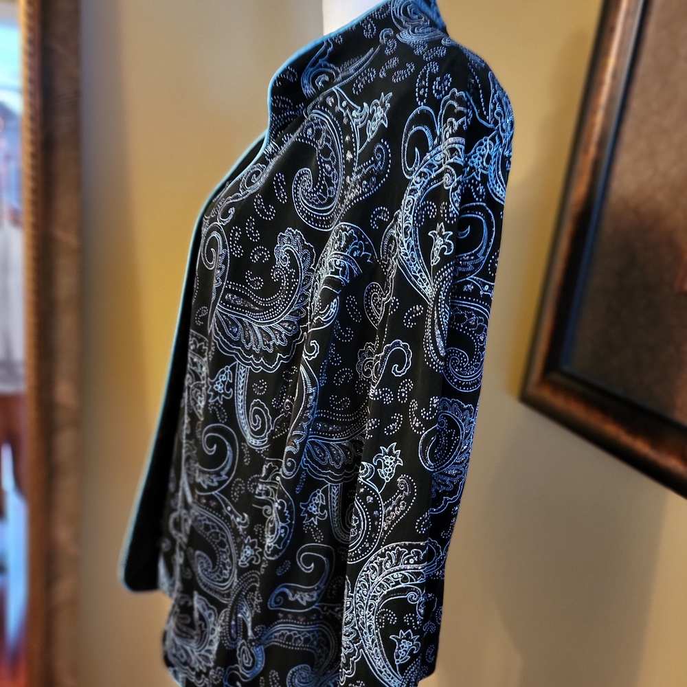 Alex Evenings Black and Silver And TEAL BLOUSE - Picture 12 of 15